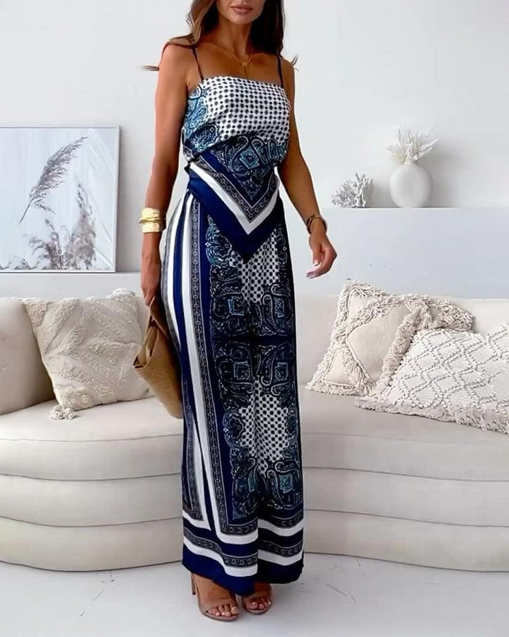 Lila Printed Lace-Up Vest & Pants Set