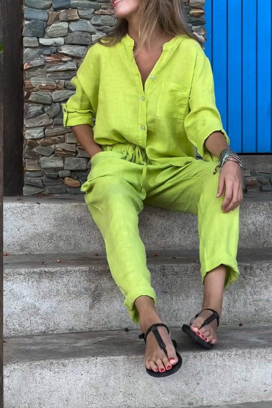 Liam V-Neck Shirt & Pants Set