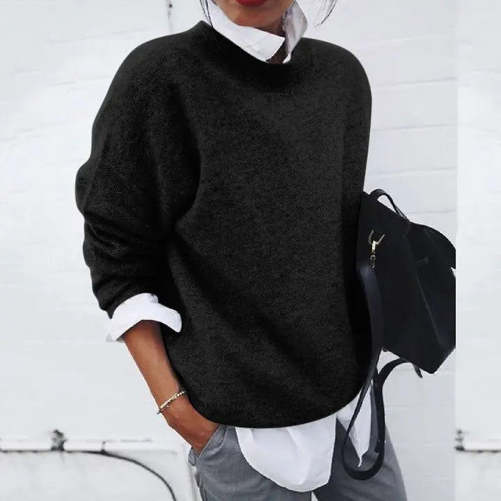 Women's Crewneck Pullover Sweater Long Sleeve Oversized Knit Casual