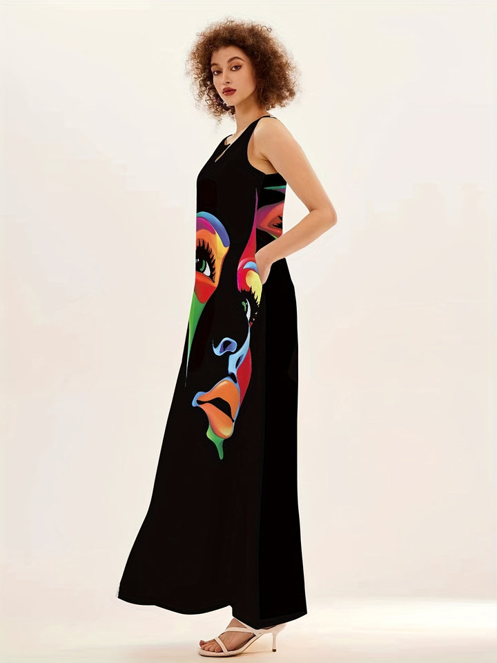 Magnolia | Abstract Face Maxi Dress