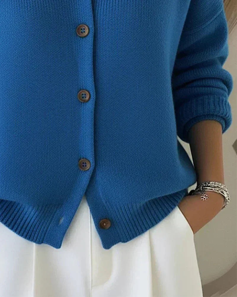 Women's Button Down Cardigan Collared Long Sleeve Knit Casual Sweater
