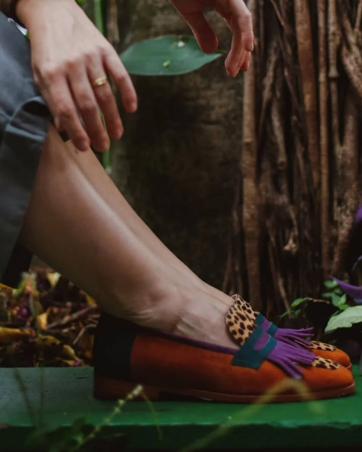 Eliza | Women's Animal-Print Fringe Loafers