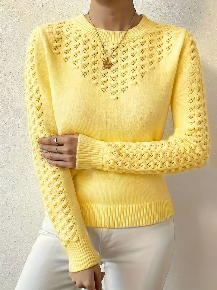 Marielle | Women's Pointelle Crew Neck Sweater