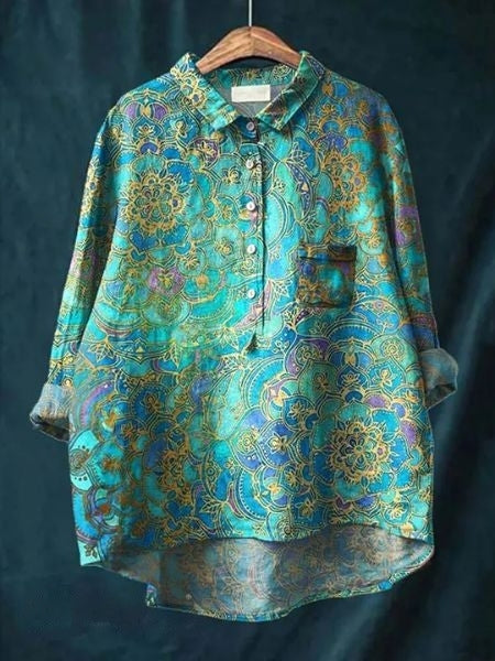 Caroline | Floral Oversized Collar Blouse for Women
