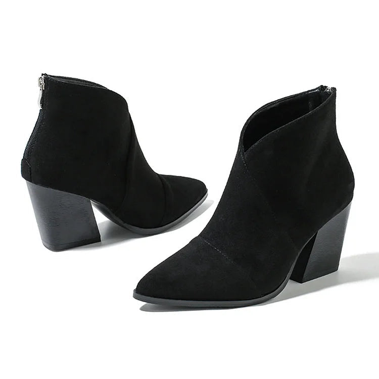 Women's Ankle Boots Block Heel Style Casual Footwear