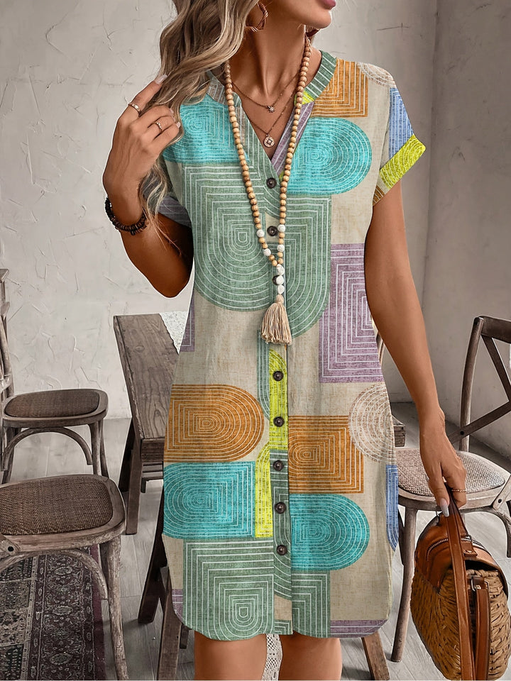 Juniper | Geometric Print V-Neck Dress