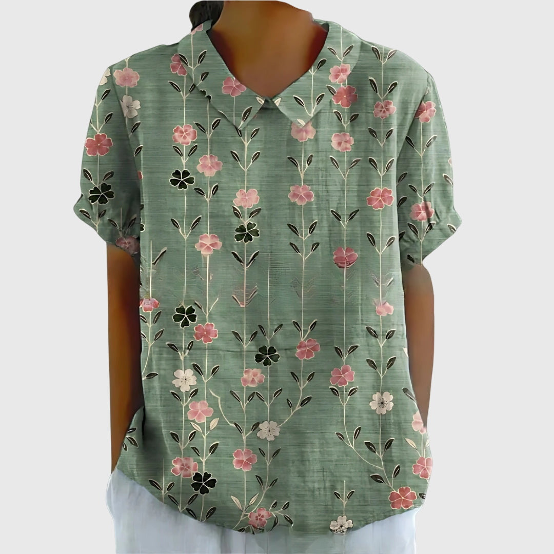 Jenna | V-Neck Short Sleeve Floral Blouse for Women