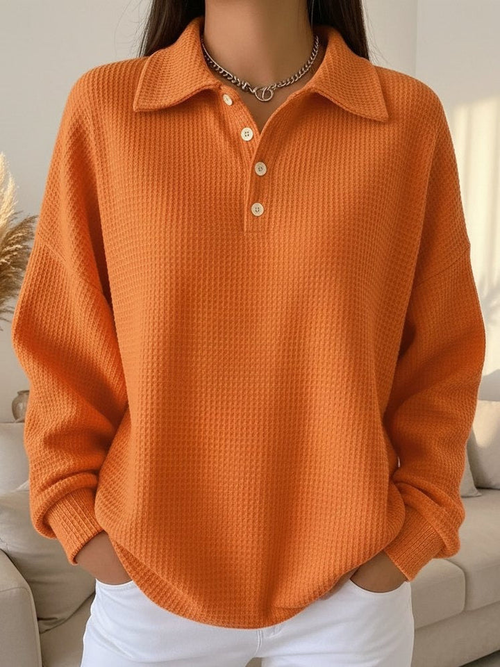 Availen | Women's Waffle Knit Collared Henley Sweater