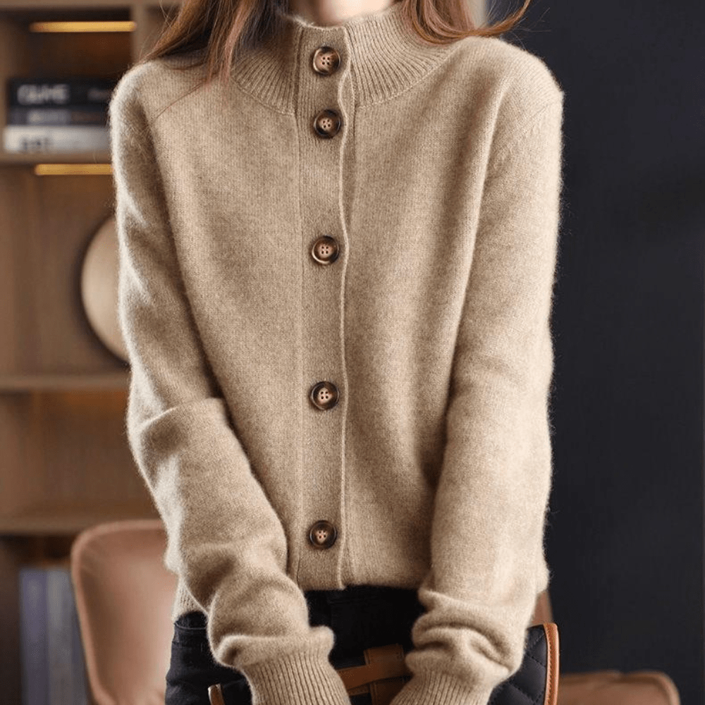 Women's Fluffy Button Front Cardigan – Plush Long Sleeve Knit Cardigan