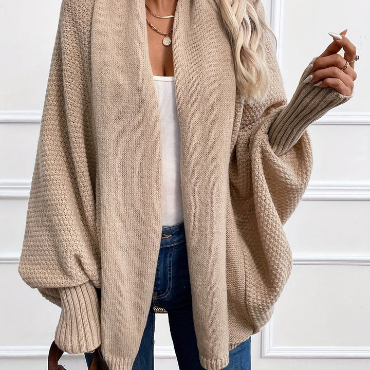 Women's Draped Shawl Collar Cardigan Open Front Batwing Sleeve Knit Sweater