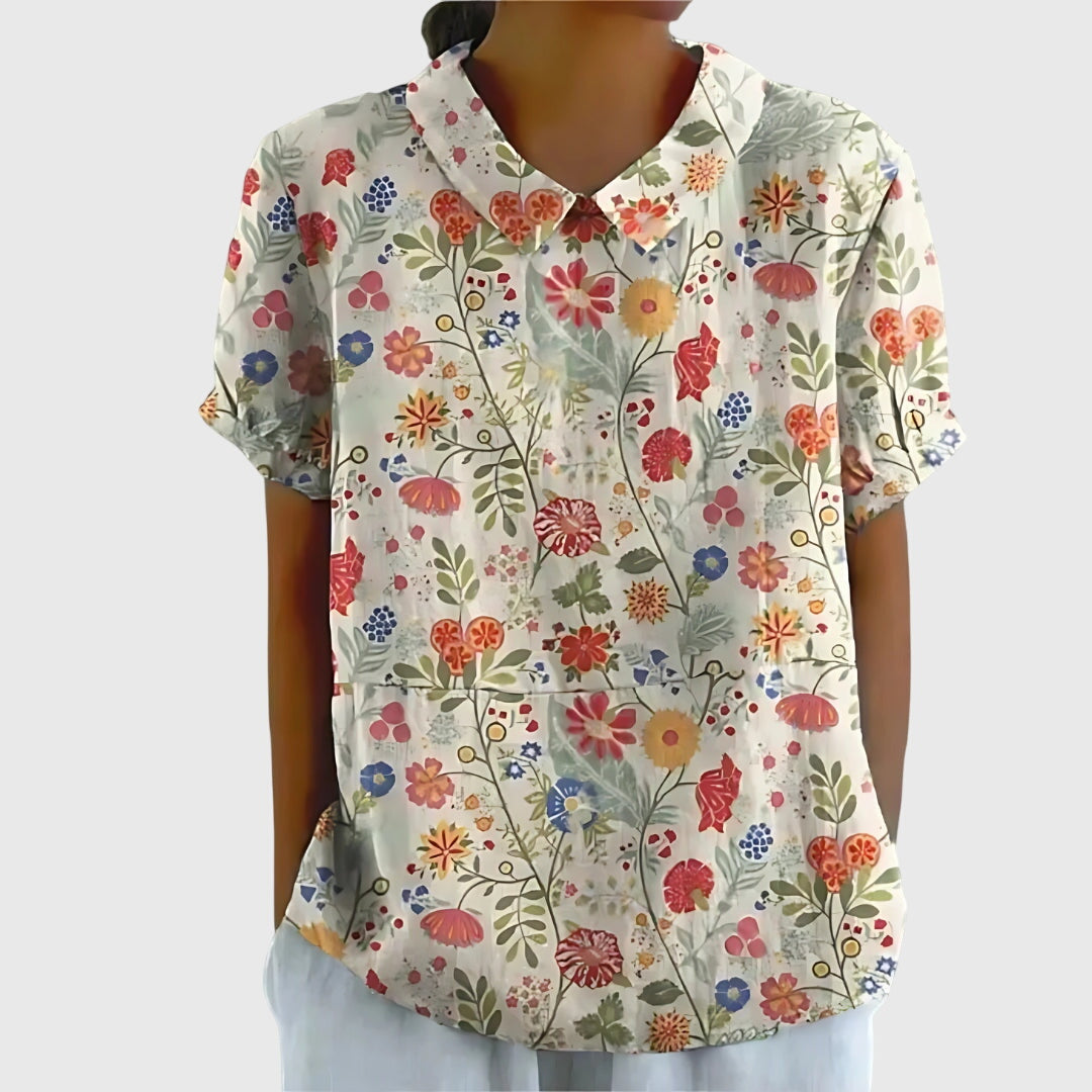 Jenna | V-Neck Short Sleeve Floral Blouse for Women