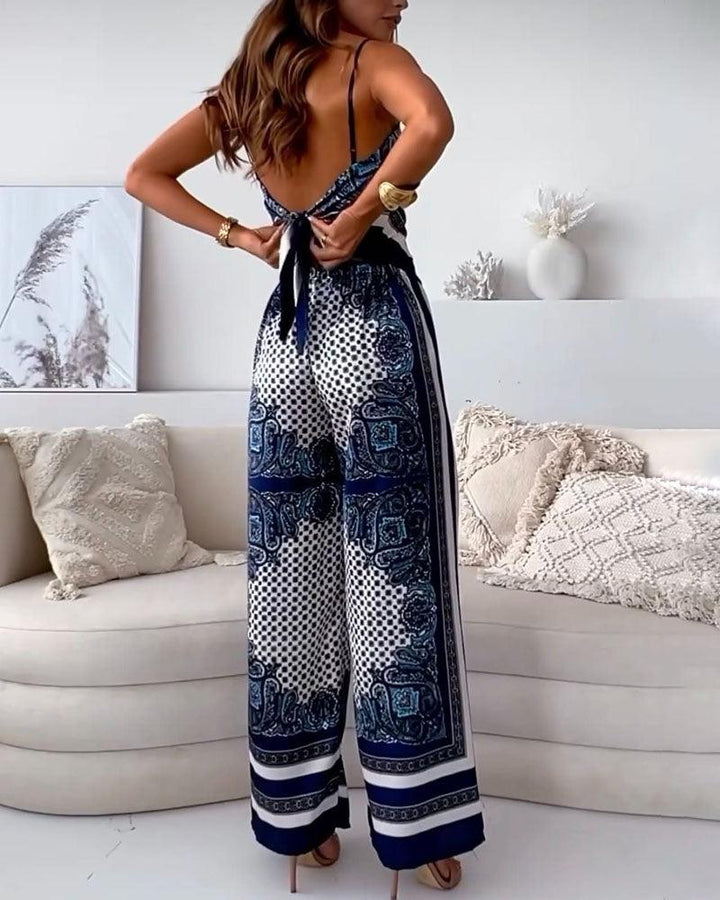 Lila Printed Lace-Up Vest & Pants Set