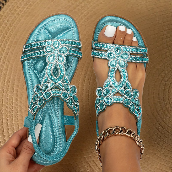 Estella | Flat Sandals with Rhinestones for Women
