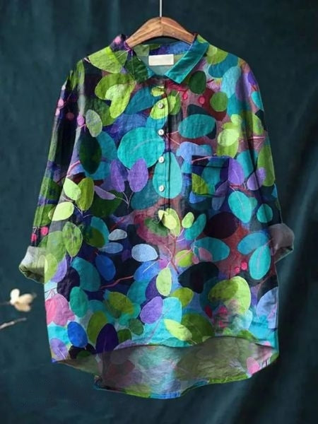 Caroline | Floral Oversized Collar Blouse for Women