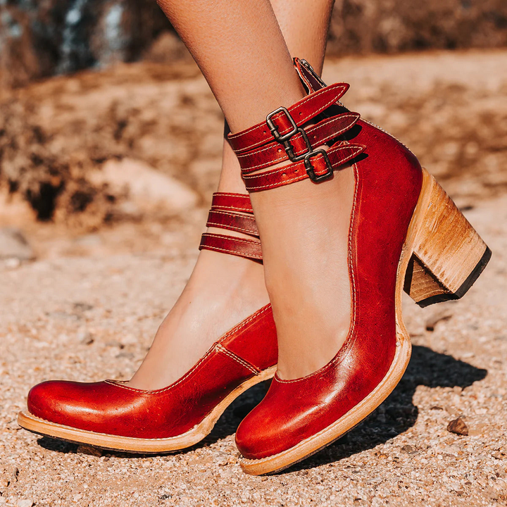 Mila | Block Heel Ankle Boots with Buckle Straps for Women