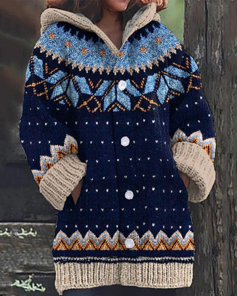 Women's Hooded Pocket Cardigan – Button Front Long Sleeve Knit Cardigan