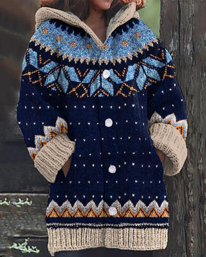 Women's Hooded Pocket Cardigan – Button Front Long Sleeve Knit Cardigan