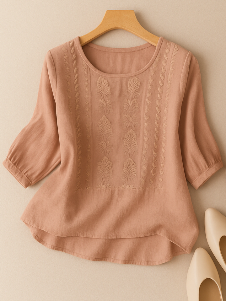 Lyric | Embroidered Blouse with Puff Sleeves for Women