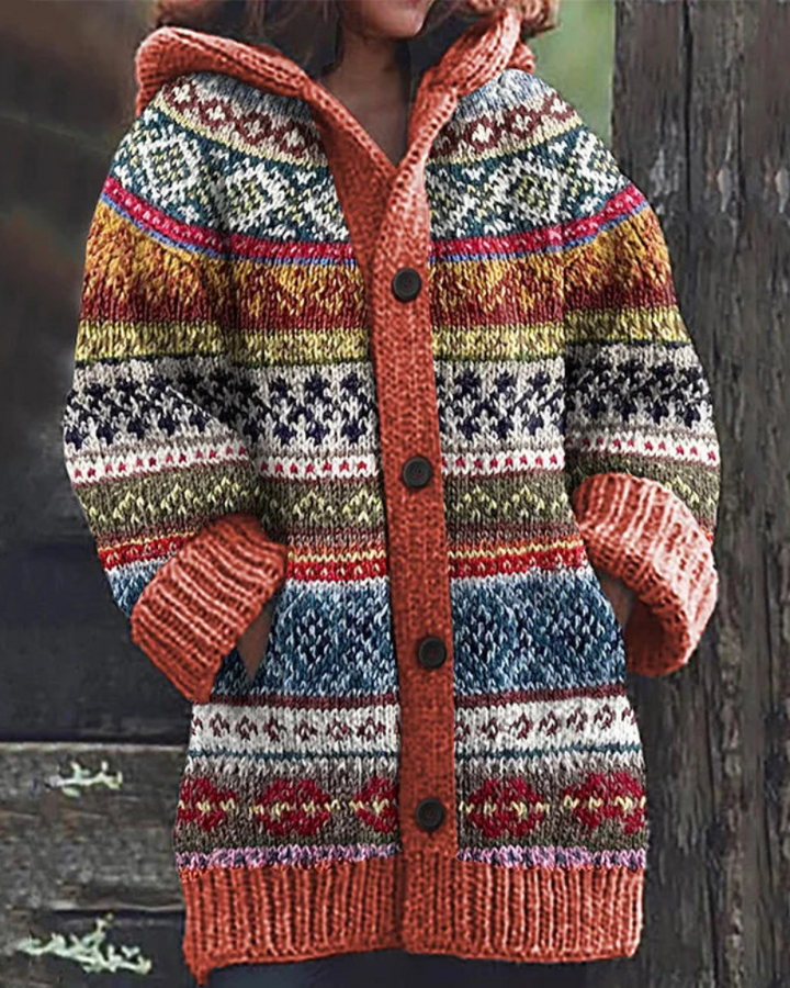 Women's Hooded Pocket Cardigan – Button Front Long Sleeve Knit Cardigan