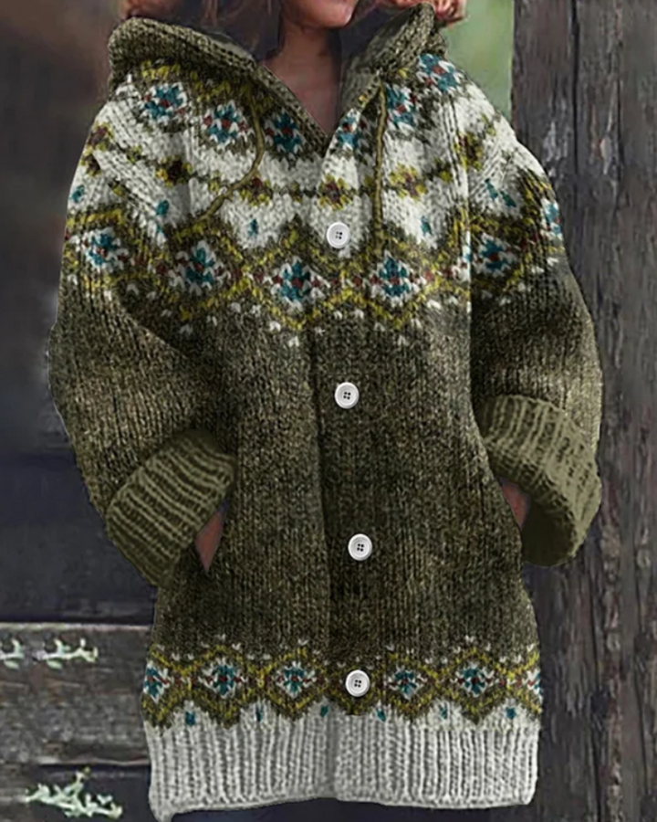 Women's Hooded Pocket Cardigan – Button Front Long Sleeve Knit Cardigan