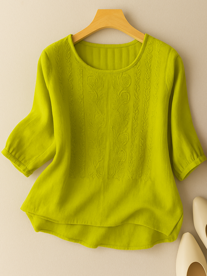 Lyric | Embroidered Blouse with Puff Sleeves for Women