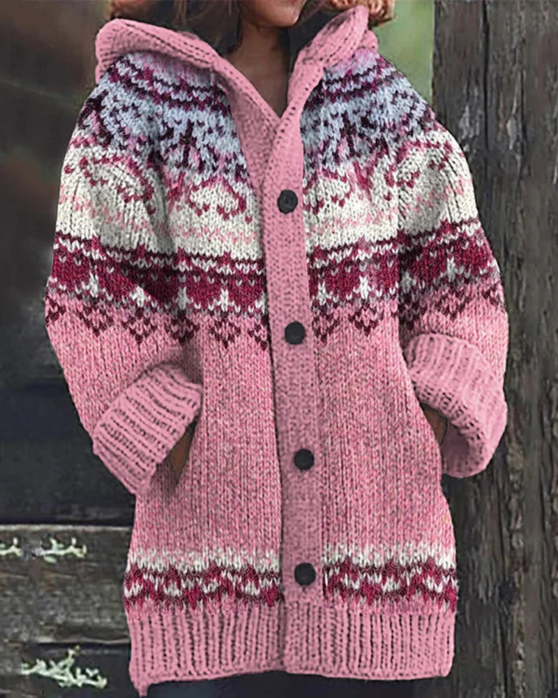 Women's Hooded Pocket Cardigan – Button Front Long Sleeve Knit Cardigan