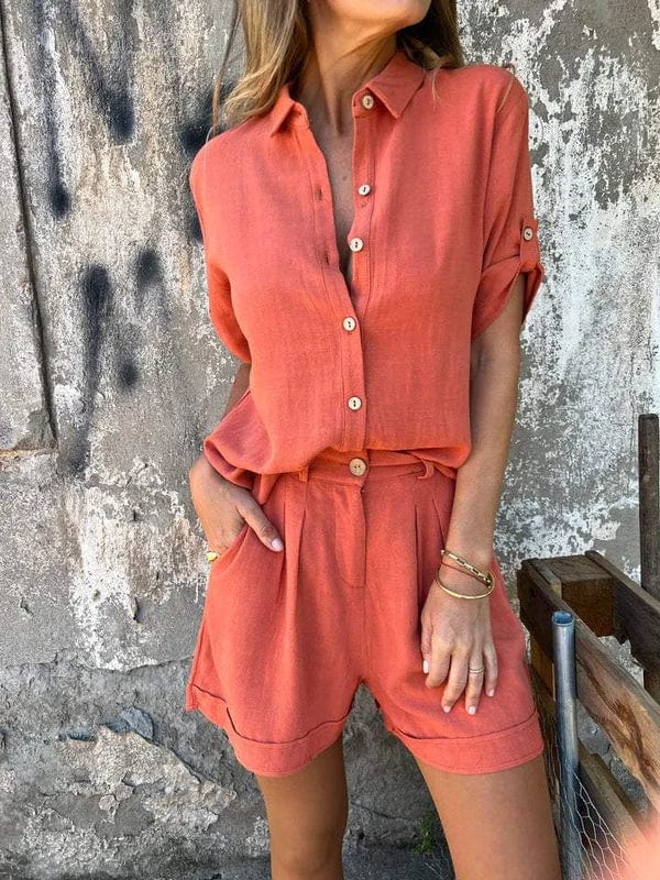 Aneta | Button-Down Shorts Set for Women