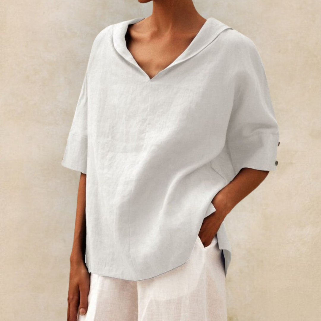 Lilia - Elegant V-Neck Work Pullover Top