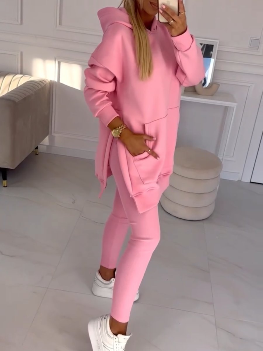 Sienna Solid Color Hoodie and Lined Leggings Set