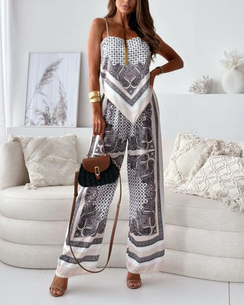 Lila Printed Lace-Up Vest & Pants Set