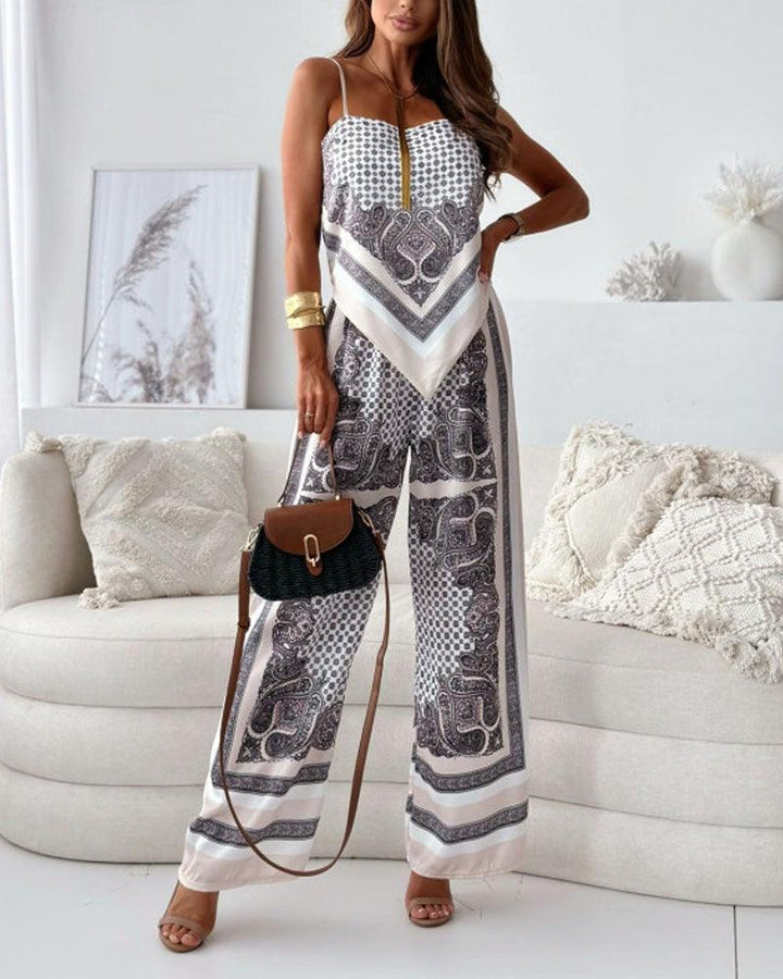 Lila Printed Lace-Up Vest & Pants Set