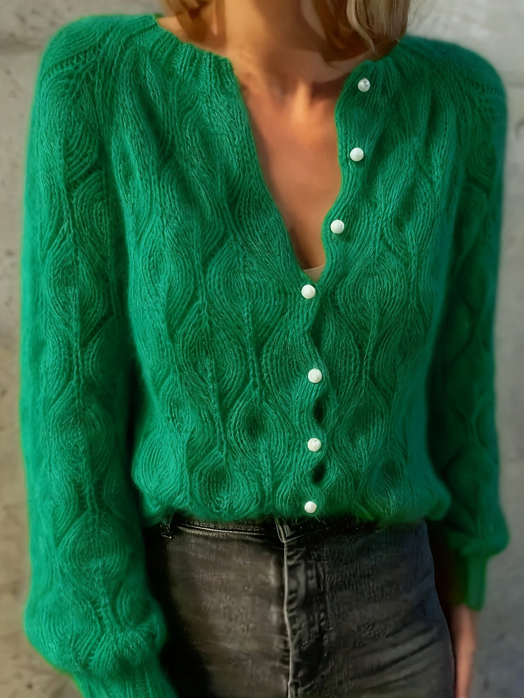 Jolene | Women's Faux Mink Pearl Button Cardigan