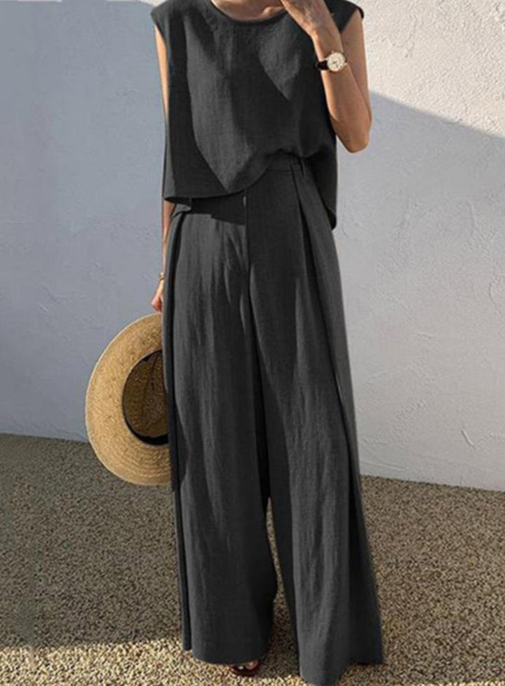 Sofia Linen Blend Casual Pants Set