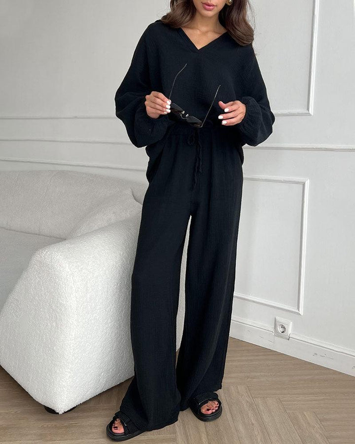 Autumn V-Neck Casual Set