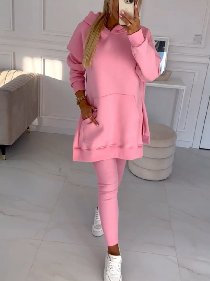 Sienna Solid Color Hoodie and Lined Leggings Set
