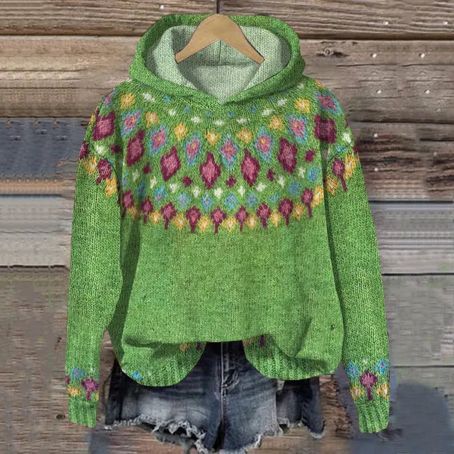 Amaya | Oversized Fair Isle Hoodie Sweater for Women