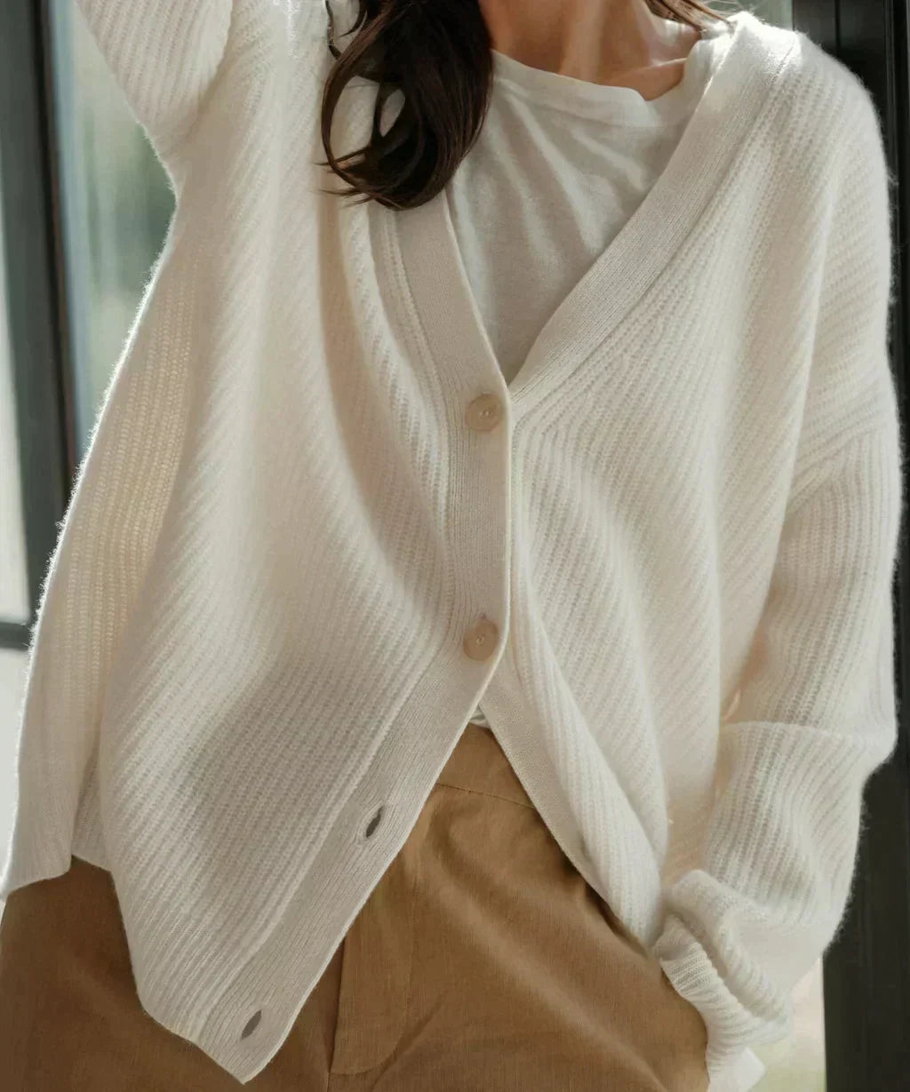 Women's Classic V-Neck Knit Cardigan – Soft Button Front Cardigan