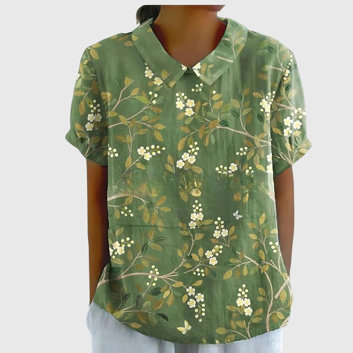 Jenna | V-Neck Short Sleeve Floral Blouse for Women
