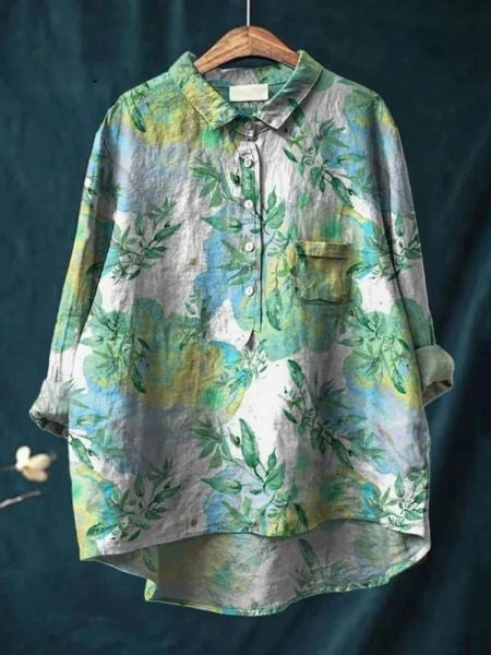 Caroline | Floral Oversized Collar Blouse for Women