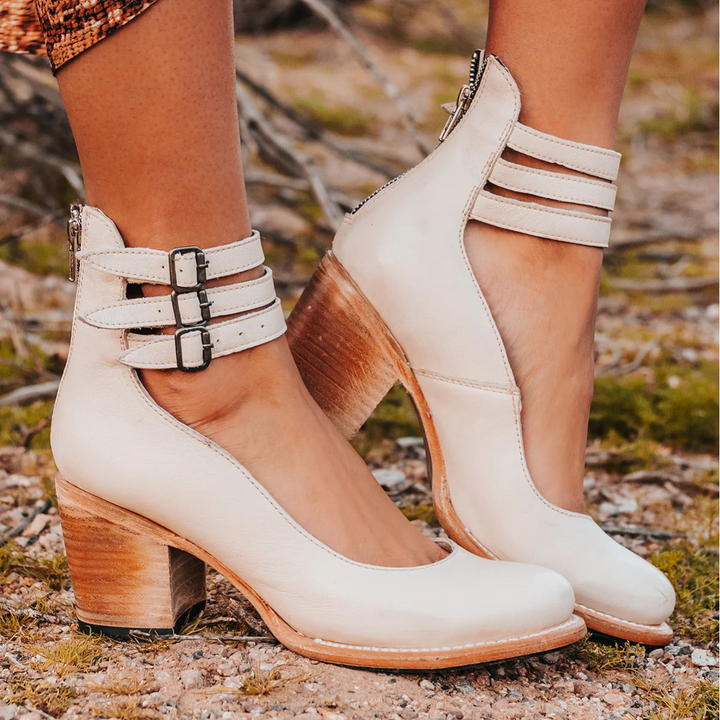 Elsa | Block Heel Ankle Strap Booties for Women
