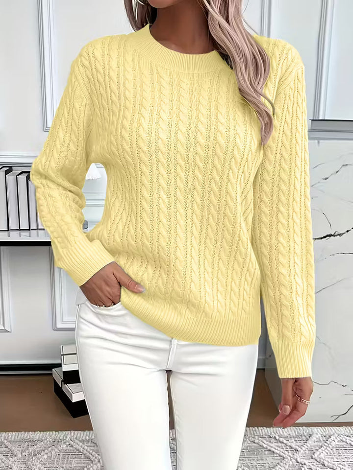 Marigold | Women's Cable Knit Crew Neck Sweater for Layering