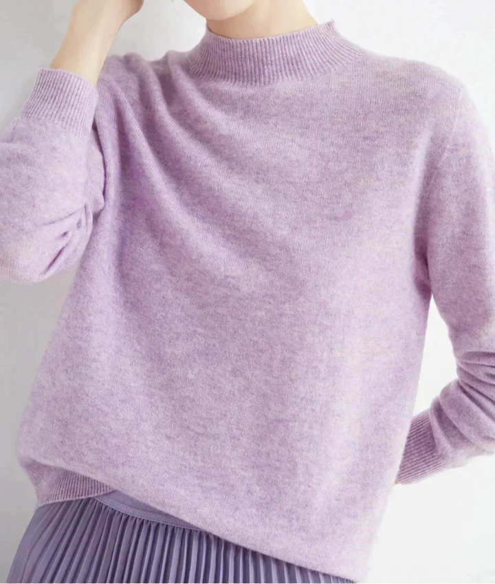 Women's Cashmere Mock Neck Sweater Long Sleeve Knit Pullover Winter