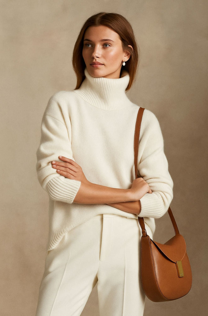 Women's Cashmere Turtleneck Sweater Oversized Long Sleeve Winter Knit Pullover