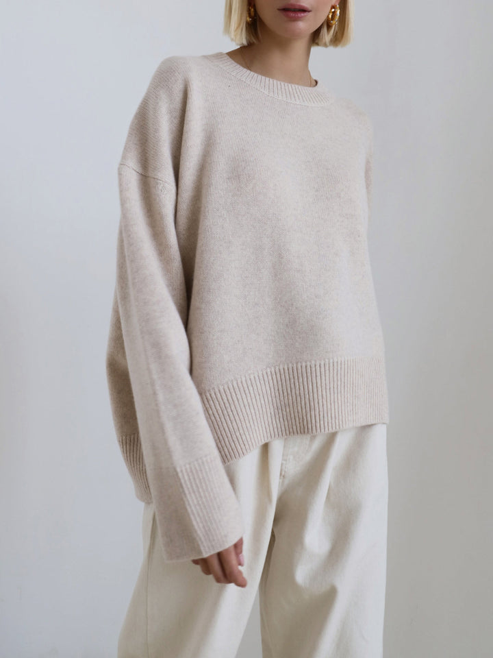 Women's Oversized Crew Neck Sweater – Relaxed Long Sleeve Knit Pullover