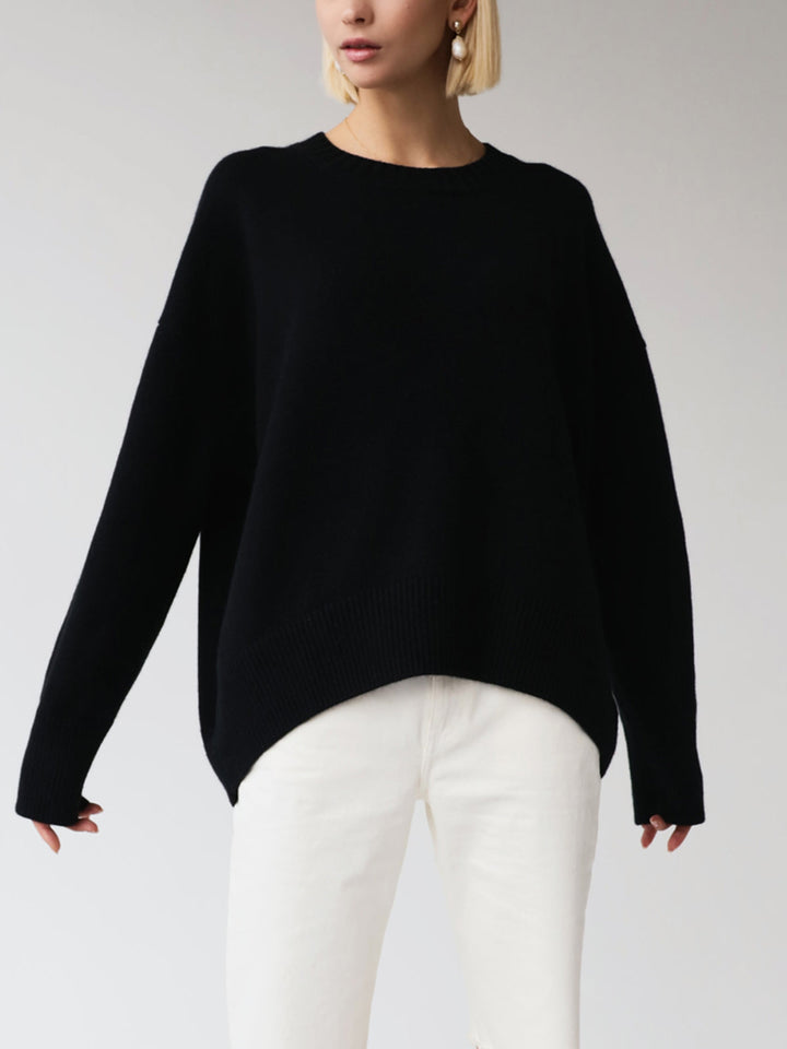 Women's Oversized Crew Neck Sweater – Relaxed Long Sleeve Knit Pullover