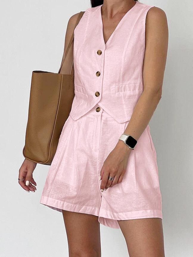 Luca Cotton & Linen Casual Shorts Set
