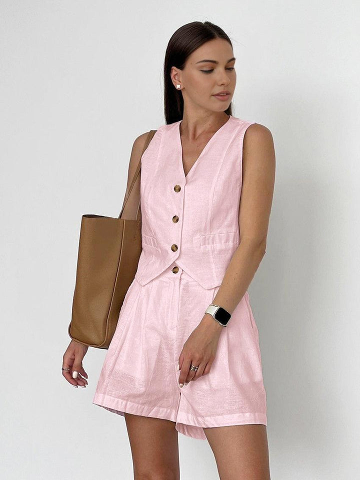 Luca Cotton & Linen Casual Shorts Set