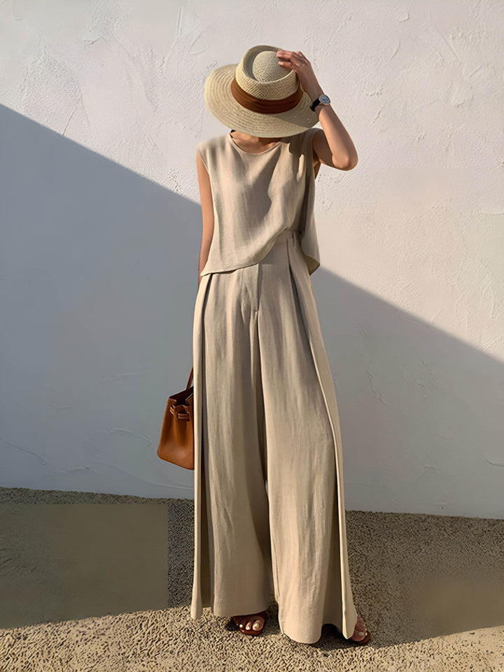 Sofia Linen Blend Casual Pants Set