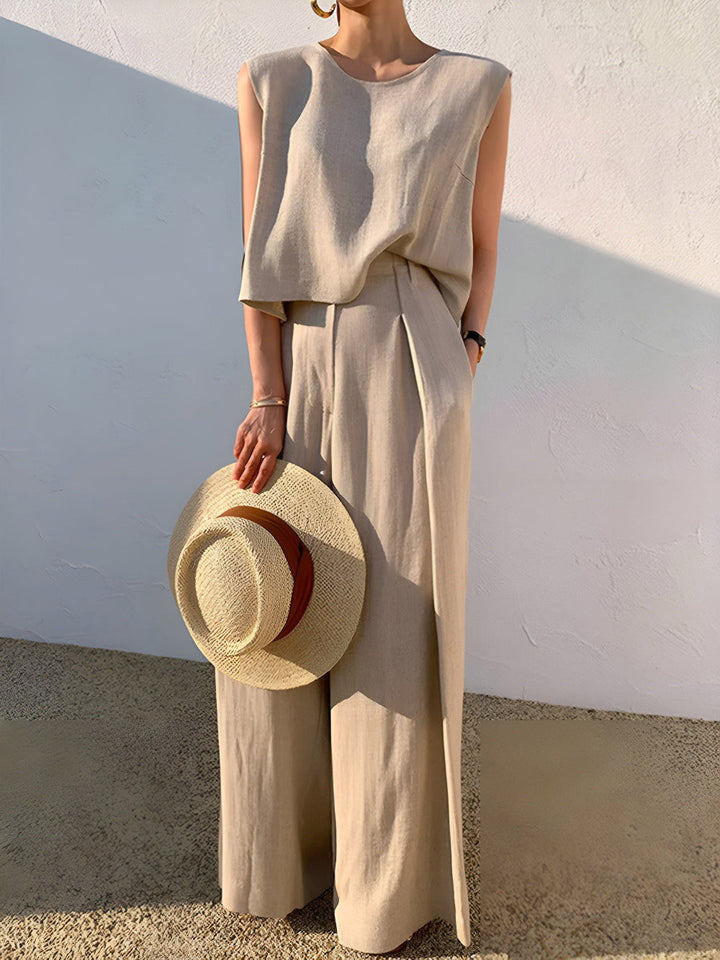 Sofia Linen Blend Casual Pants Set