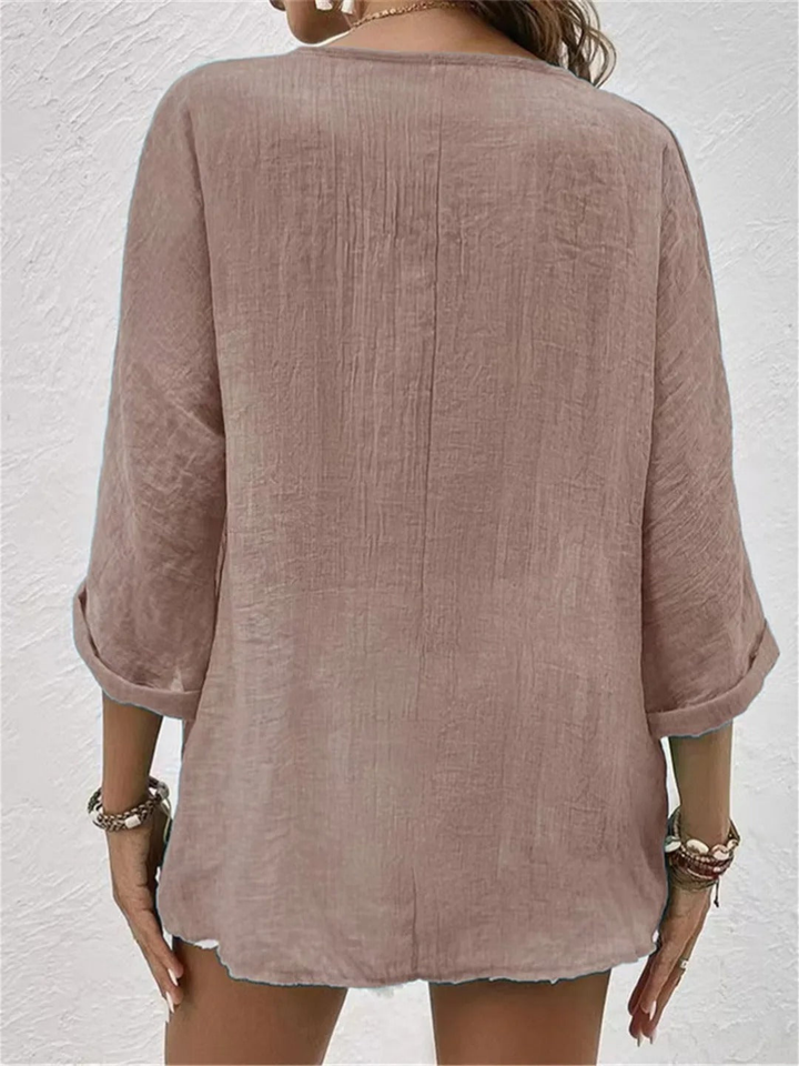 Brooklyn | V-Neck Button-Front Long Sleeve Blouse for Women